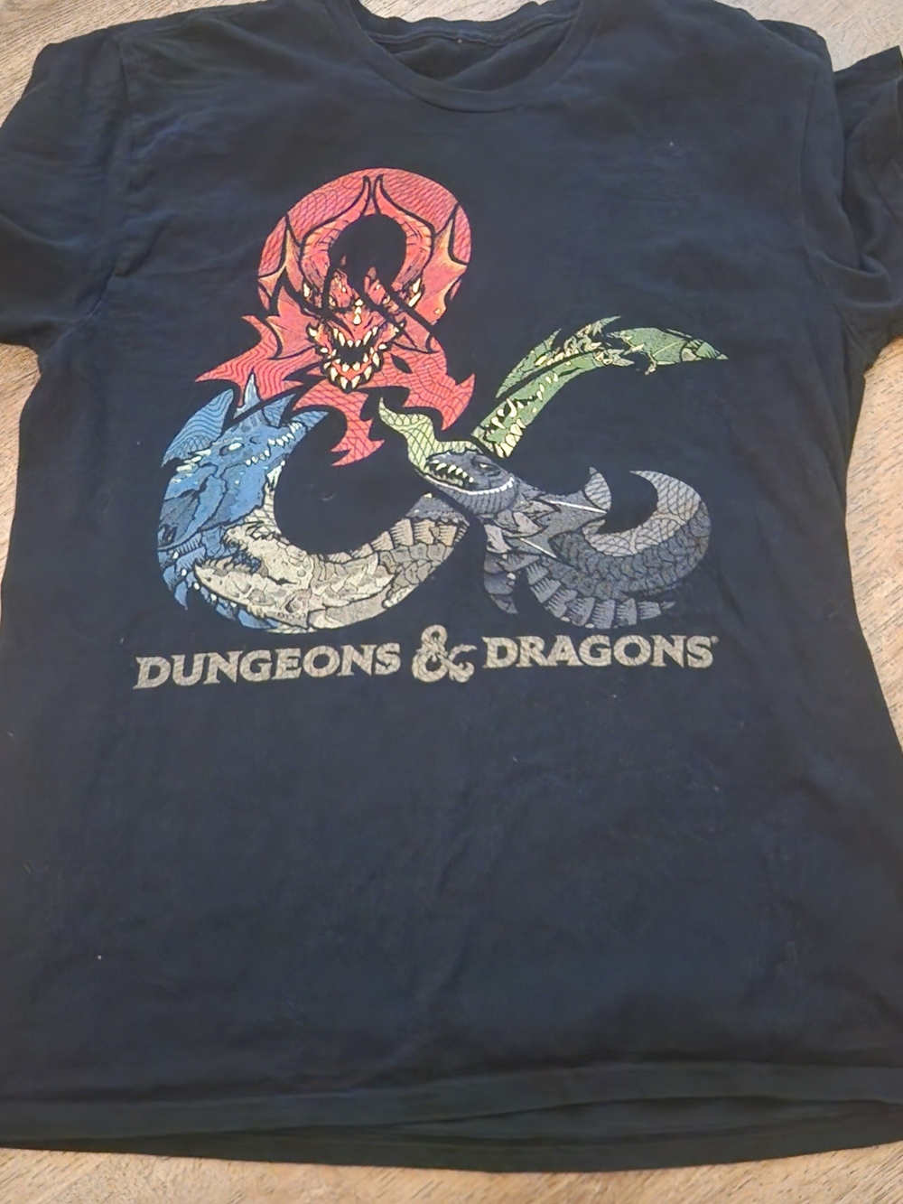 Vintage Style Mens Black Graphic Dungons & Dragons Tshirt